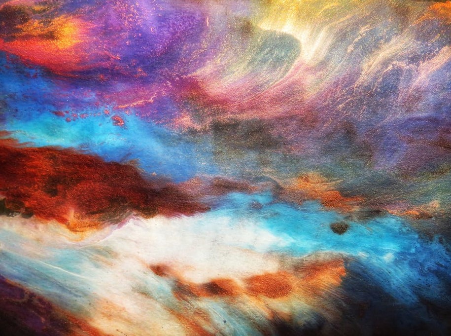 Colorful abstract acrylic art piece