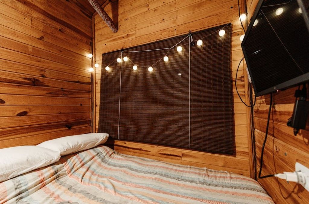 Extra small bedroom, cozy, wooden walls