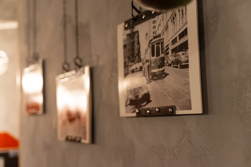 Hanging wall decor of old photographs