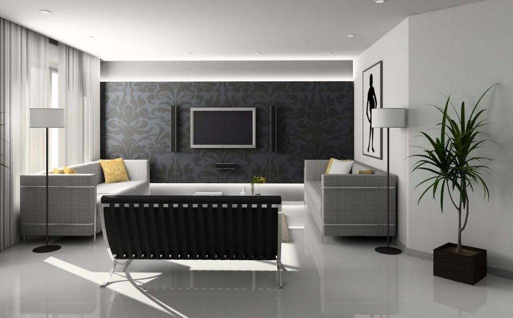 Monochrome modern interior design concept of a livingroom