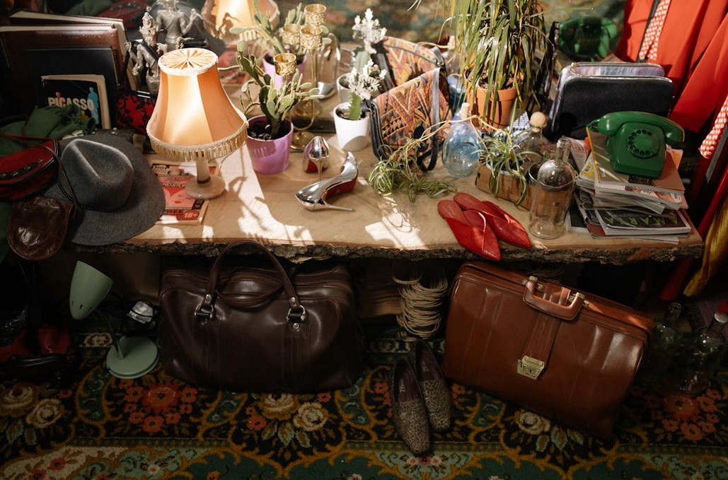A coloful collection of thrift items