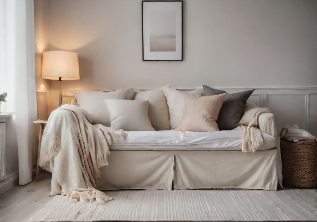 Sofa in extra light color palette Scandi styled room
