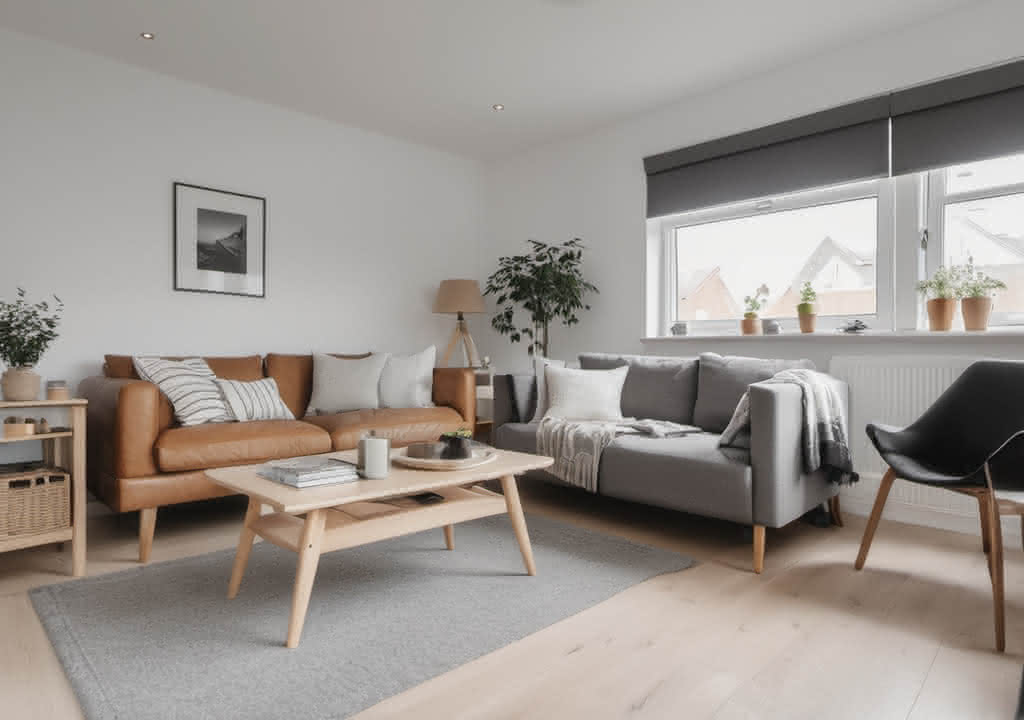 Stylish living room designed in the Scandinavian style