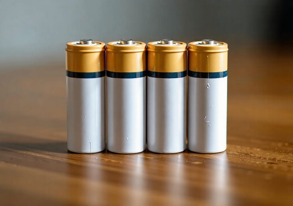 A stack of four batteries